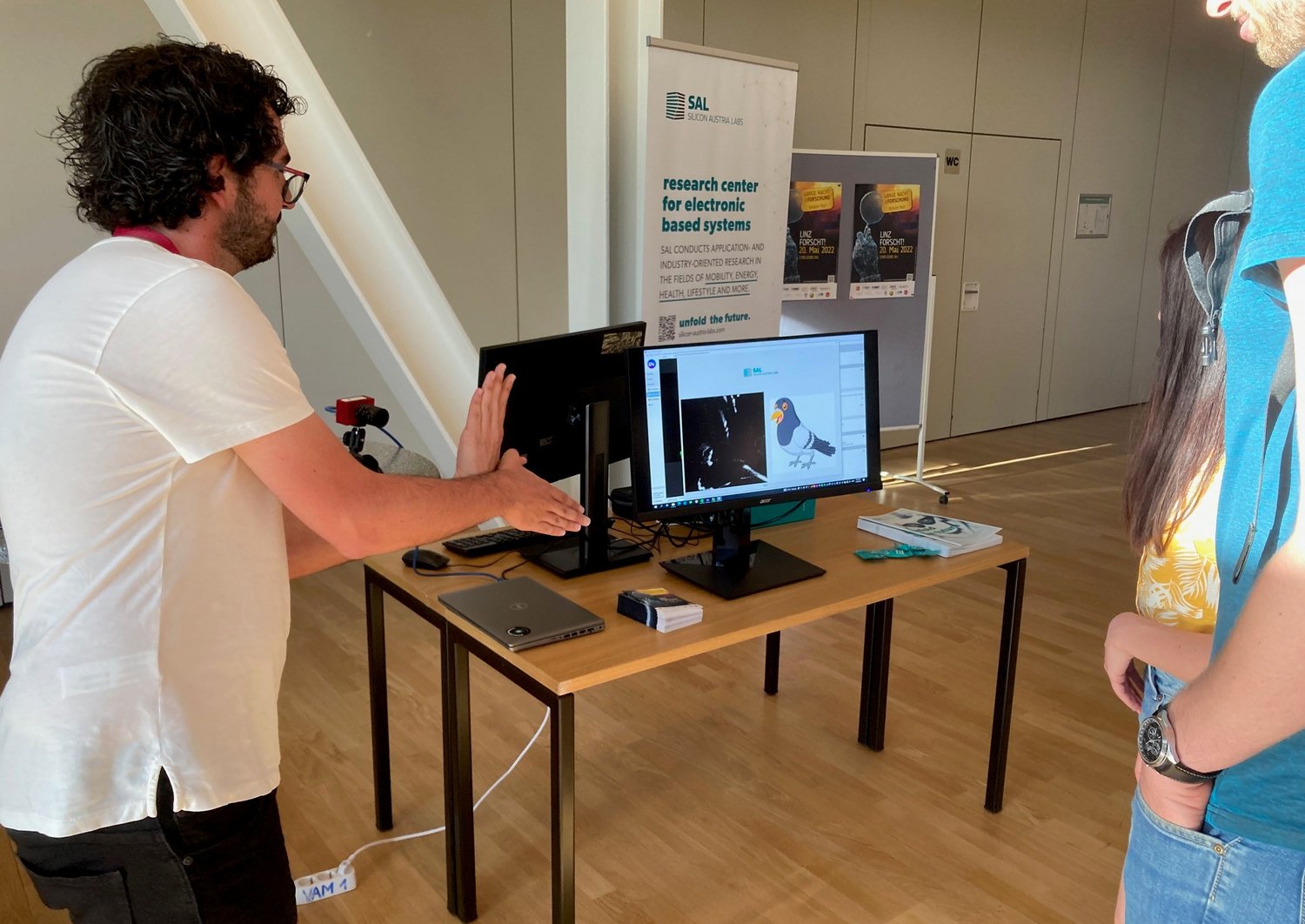 event-based camera records gestures of a researcher