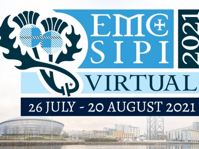 conference poster "EMC SIPI 2021 Virtual, 26 July - 20 August 2021", famous buildings like the Sydney opera house in the background